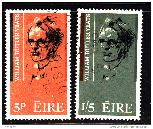 Ireland Used Scott #200-#201 Set Of 2 William Butler Yeats - Usati