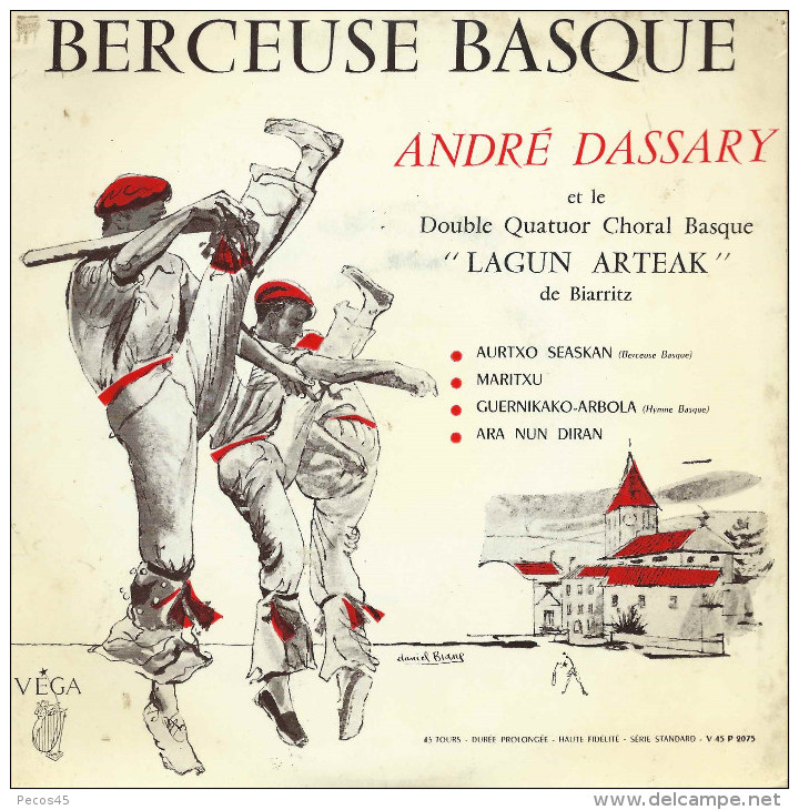 Disque Vinyle 45 T :  Berceuse Basque / André DASSARY Avec LAGUN ARTEAK - World Music