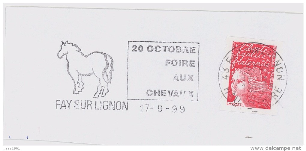 FRANCE. FRAGMENT POSTMARK. FAY SUR LIGNON. HORSE FAIR. 1999 - Otros & Sin Clasificación