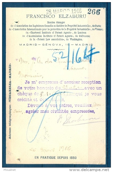 1906 , MADRID , TARJETA POSTAL CIRCULADA A LISBOA , MAT. DE MADRID , LLEGADA EN EL FRENTE - Cartas & Documentos