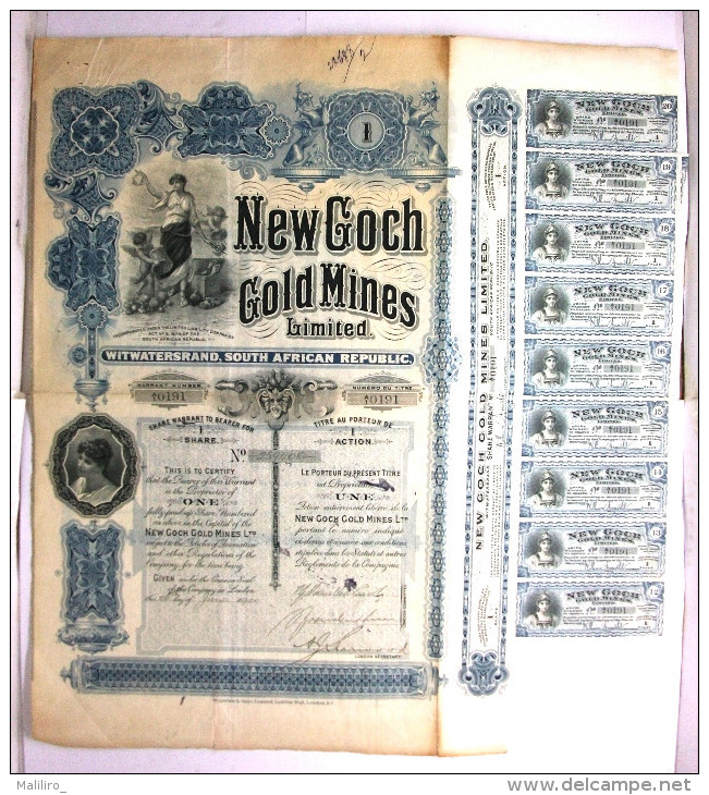 Action 1900 New Goch Gold Mines Limited Witwatersrand - Mines D'or Afrique Du Sud - Mijnen