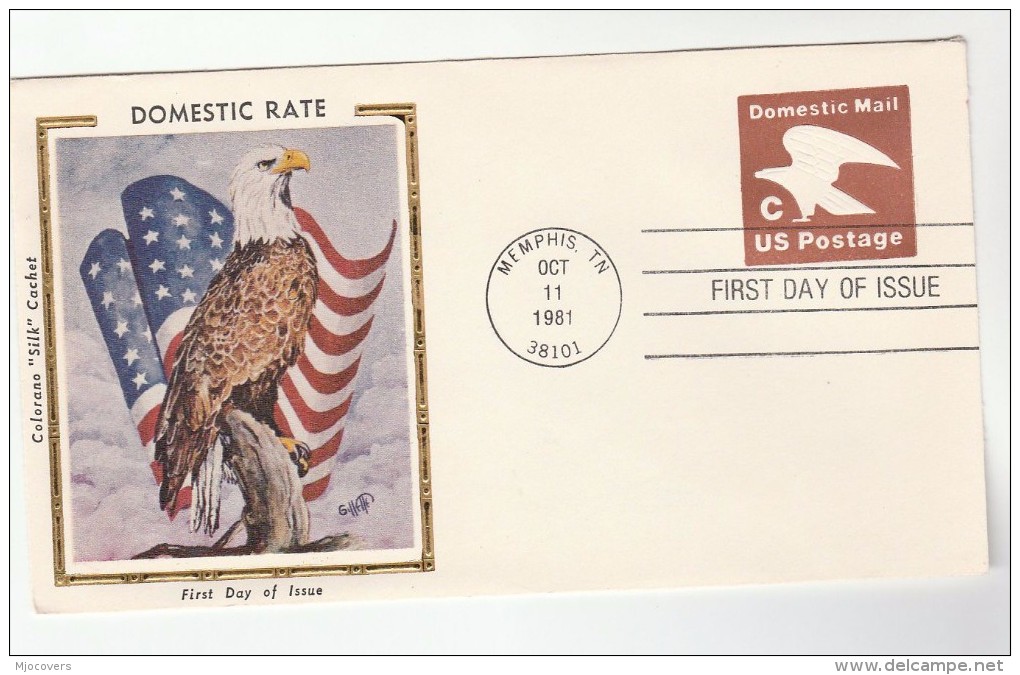 1981 COLORANO  SILK Memphis  USA C Rate  POSTAL STATIONERY COVER Fdc Stamps EAGLE BIRD - Eagles & Birds Of Prey