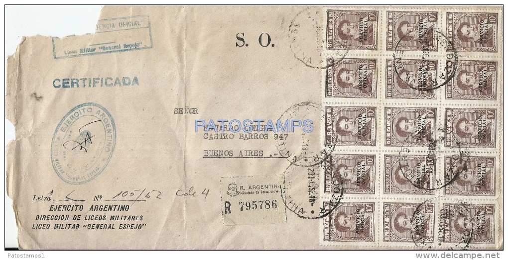 26922 ARGENTINA COVER BS AS EJERCITO ARGENTINO REGISTERED YEAR 1952 CIRCULATED TO MENDOZA NO POSTCARD - Afiches