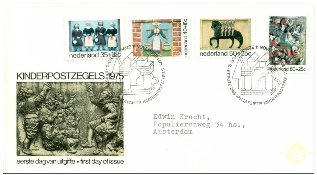 1975 Netherlands Kinderpostzegels Semi-Postal First Day Cover - FDC