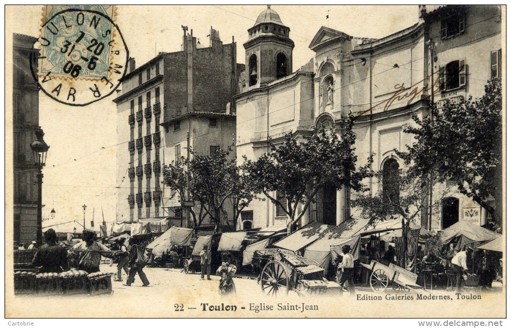 83 - TOULON - Église Saint-Jean - Animée, Marché - Toulon