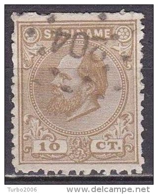 SURINAME 1873 Koning Willem III 10 Cent Geelbruin Kamtanding 12½:12 NVPH 6 C - Suriname ... - 1975