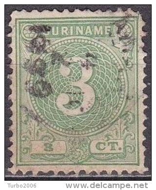 SURINAME 1890-93 Type Cijfer 3 Cent Groen  NVPH 19 - Suriname ... - 1975