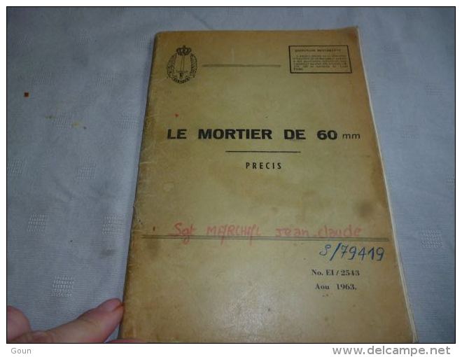 CB8 LC141 Militaria Armement Précis Sur Le Mortier De 60mm 1963 70 Pages - Voertuigen