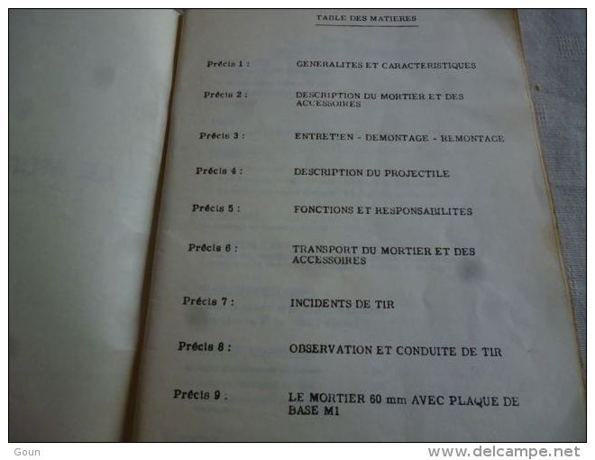 CB8 LC141 Militaria Armement Précis Sur Le Mortier De 60mm 1963 70 Pages - Fahrzeuge