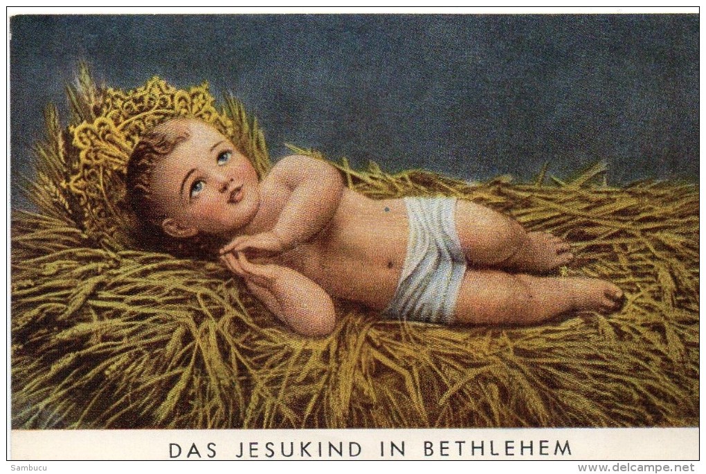 Andachtsbild - Das Jesuskind In Bethlehem Ind Der Krippe Ca 1930 - Religion &  Esoterik