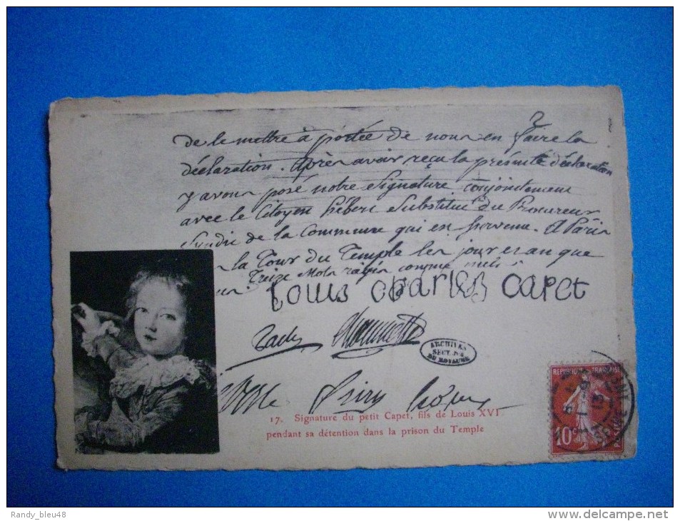 PARIS  -  75   -  Signature Du Petit Capet, Fils De Louis XVI  - - Geschichte