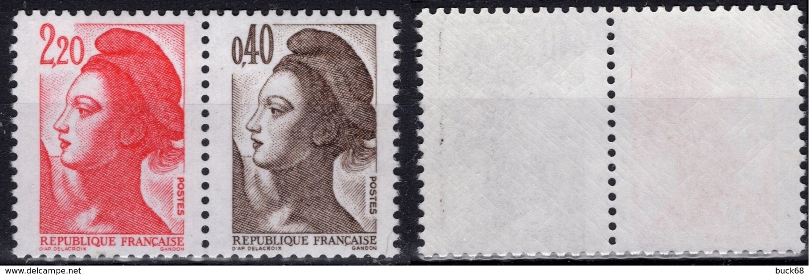 FRANCE 2376b ** MNH Type Liberté Paire Se Tenant Issu Du Carnet 1501 (CV 4 €) - 1982-1990 Liberté De Gandon