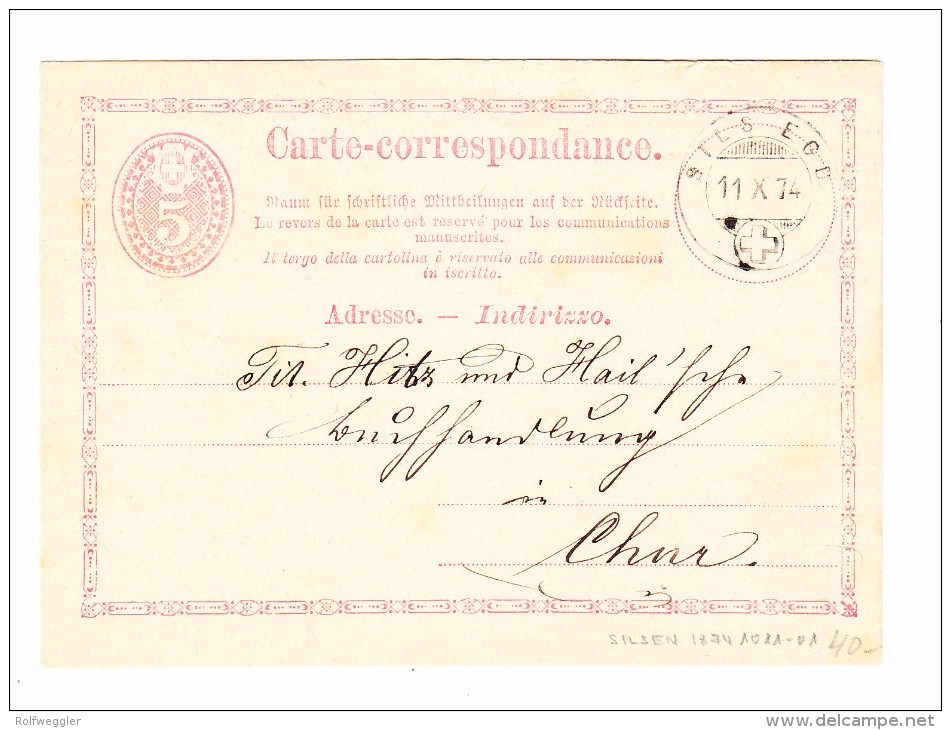 Heimat GR ENGADIN -  SILS EGD. 11.X.1874 Auf Postkarte Nach Chur - Entiers Postaux