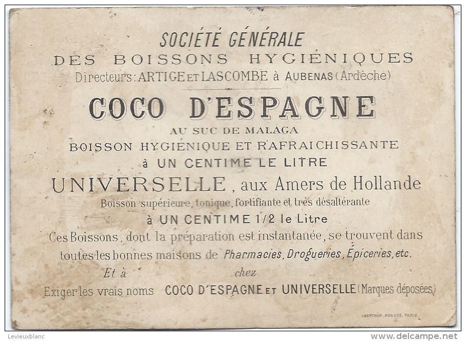 Chromo /Vente De Coco Au Bar /Coco D´Espagne/Société Générale/AUBENAS/Ardéche/Oberthur/Rennes-Paris/Vers1875   IMA172 - Other & Unclassified