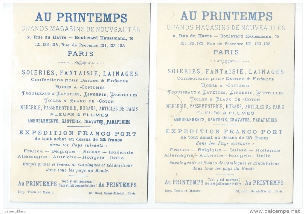 2 Chromos à Fonds Doré /Au Printemps/Bd Haussmann/Paris /Testu & Massin/Vers1875-80   IMA173 - Au Bon Marché