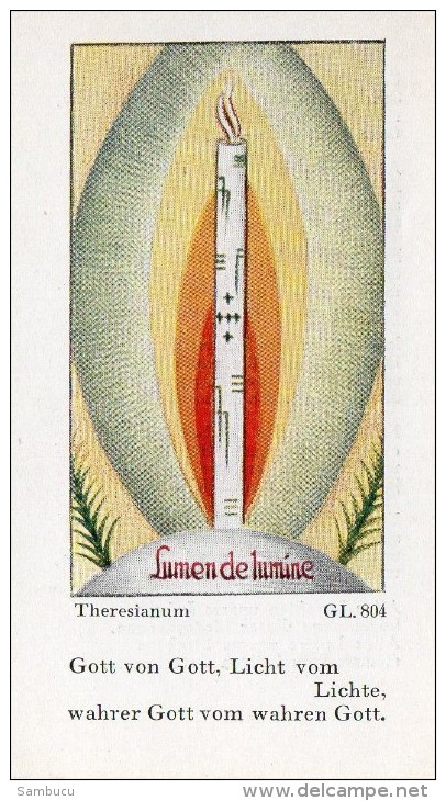 Andachtsbild - Lumen De Lumine - Gott Von Gott, Licht Vom Lichte , Theresianum Ca 1960 Kerze - Religion &  Esoterik