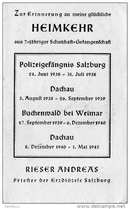 Erinnerung An DieHeimkehr Aus 7- Jähriger Schutzhaft  - Gefangenschaft - Rieser Andreas Priester Der Erzdiozöse 2. WK - Religion &  Esoterik