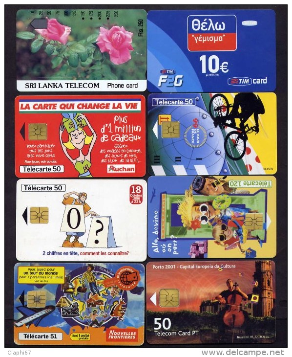 Lot De 50 Télécartes à Puce En Majorité Françaises (10 Scans) - Lots - Collections