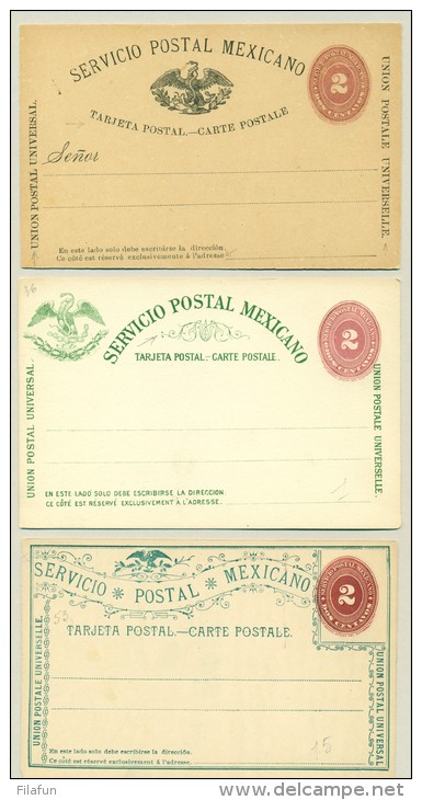 Mexico - Approx 1890 - 3x 2 Centavos Carte Postale - All Different - Mexico