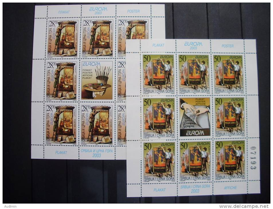 Jugoslawien 3114/5 KB/sheet ++/MNH, EUROPA/CEPT 2003, Plakatkunst - Blocks & Sheetlets