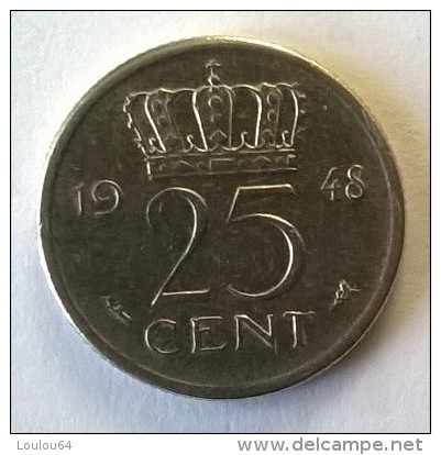 Monnaie - Pays-Bas - 1948 - 25 Cent - - 25 Centavos