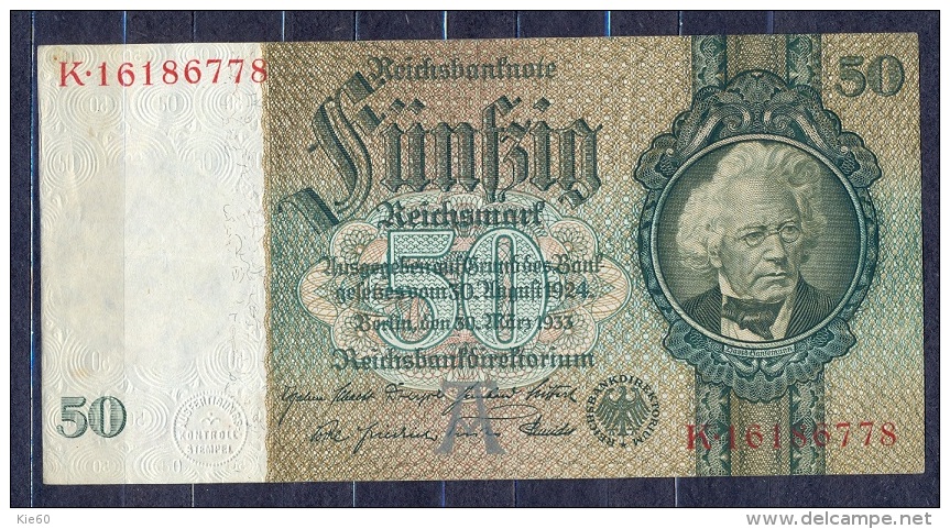 Germany - 1933 -50 Mark....A/K.. ..P182a,  R175b,..,XF+ - 50 Reichsmark