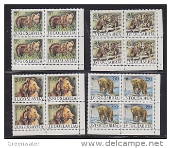 Yugoslavia 1987 WWF / Bears 4v  Bl Of 4 (corner)  ** Mnh (26885C) - Unused Stamps