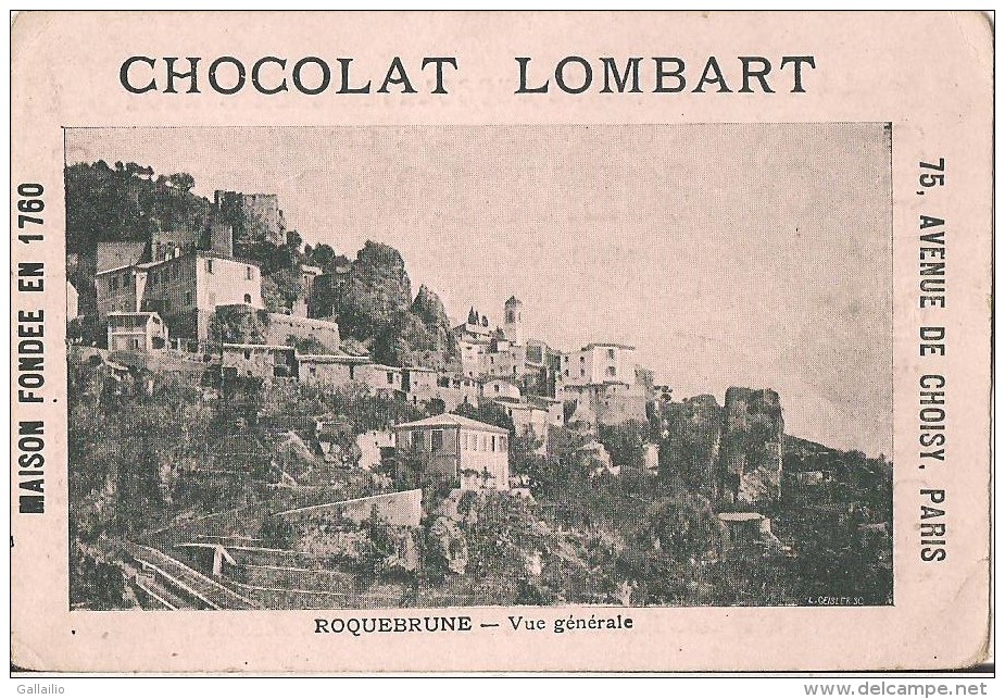 CHROMO CHOCOLAT LOMBART ROQUEBRUNE VUE GENERALE - Lombart