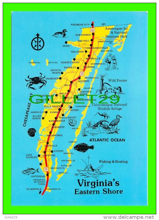 MAP - CARTES GÉOGRAPHIQUES - VIRGINIA'S EASTERN SHORE - - Cartes Géographiques