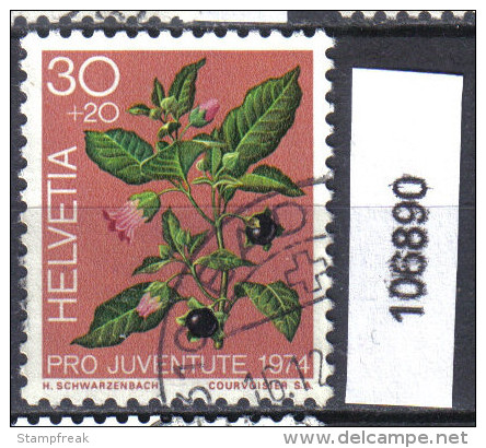 Schweiz, Zst. PJ 249, Mi. 1043 O Tollkirsche - Toxic Plants