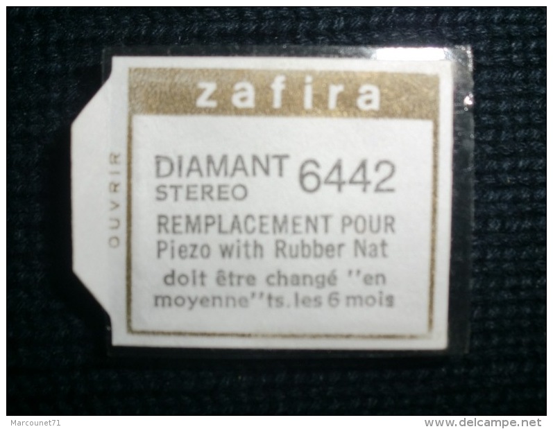 ZAFIRA DIAMANT STEREO REFERENCE 6442 POUR PIEZO WITH RUBBER NAT TOURNE DISQUE CHAINE HIFI - Zubehör & Versandtaschen