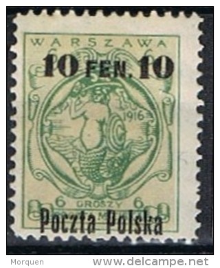 Sello 10 Pf, Sobrecarga Varsovia, POLONIA (Polska) , Num 2 * - Ungebraucht