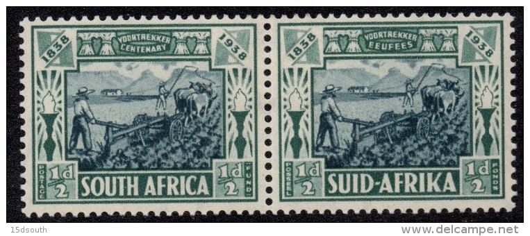 South Africa - 1938 Voortrekker Centenary Memorial ½d+½d Pair (*) # SG 76 - Ungebraucht