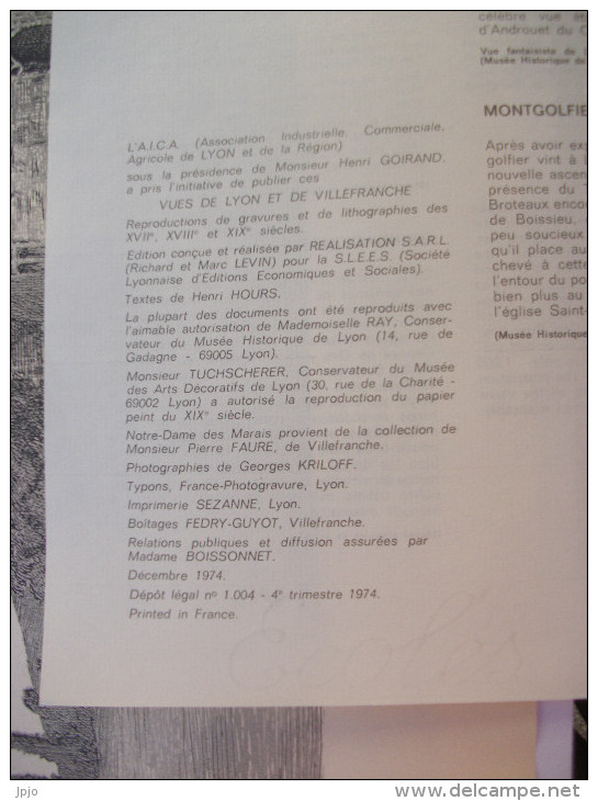 LYON :Vues De Lyon Et De Villefranche. Reprod De Gravures, Lithographies Et Dessins Des XVIIe, XVIIIe Et XIXe Siècles. - Rhône-Alpes