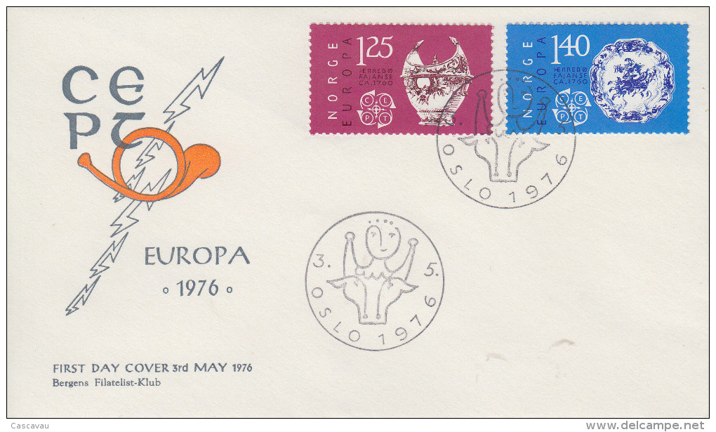 Enveloppe  FDC   1er  Jour   NORVEGE    EUROPA     1976 - 1976