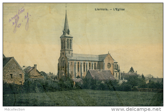 21 LIERNAIS / L'Eglise / CARTE COULEUR GLACEE - Autres & Non Classés