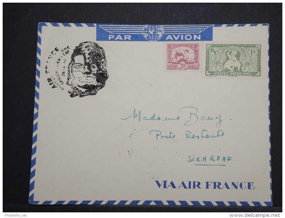 INDOCHINE - Env Avec Griffe Ouverture De La Ligne Air France Saigon Siemreap (Cambodge) Oct 1950 - A Voir - P 14937 - Other & Unclassified