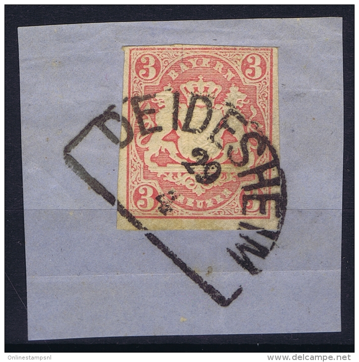 BAYERN:  Mi Nr 15 Yv Nr 16  Used  1867 Bahnpost Stempel DEIDESHEIM - Gebraucht