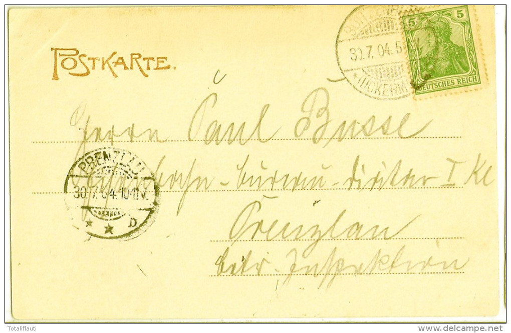 BOITZENBURG Uckermark Schloß Jugendstil Hirsch I Brunft Jagd Flinte Horn Tasche 30.7.1904 Gelaufen - Prenzlau