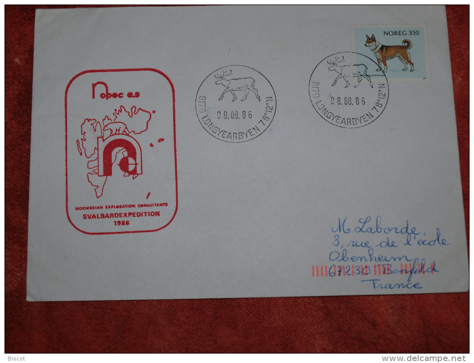 Norvège LONGYARBYEN 8 8 1986  Enveloppe Ayant Voyagé - Expéditions Arctiques