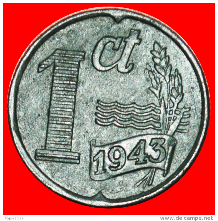 * OCCUPATION By GERMANY CROSS (1941-1944): NETHERLANDS ★ 1 CENT 1943! ERROR! LOW START&#9733;NO RESERVE! - 1 Centavos