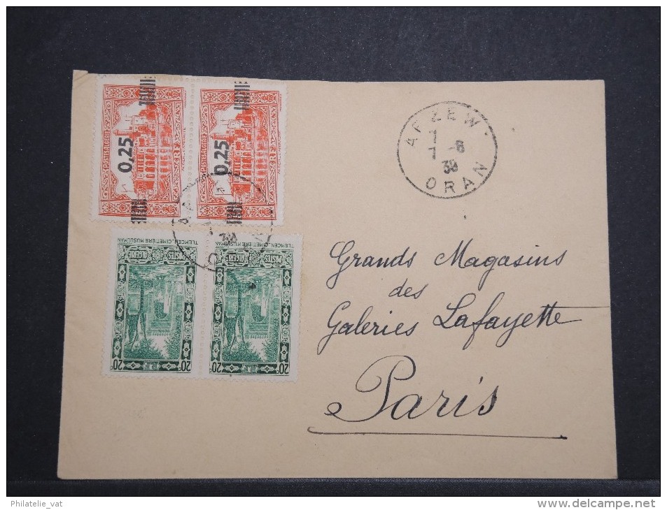 ALGERIE - Env D'Oran Pour Paris - Aoùt 19378 - Affranchissement Plaisant - A Voir - P 14983 - Covers & Documents