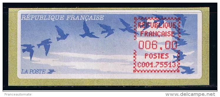 ATM, LSA, CROUZET, PAPIER JUBERT, 6.00 SANS MENTION, BUREAU DE PARIS ITALIE, C001 75513. - 1990 « Oiseaux De Jubert »