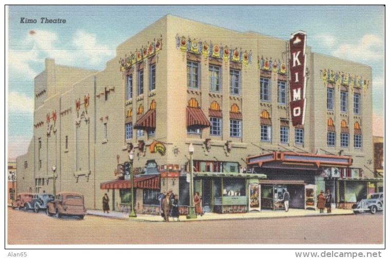 Albuquerque New Mexico, Kimo Theater, Street Scene C1930s Vintage Curteich Linen Postcard - Albuquerque