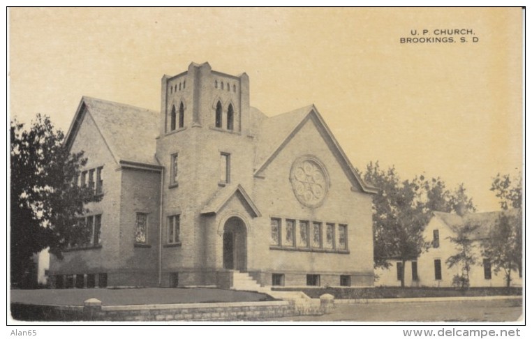 Brookings South Dakota, U.P. Church Building Architecture, C1910s Vintage Postcard - Brookings