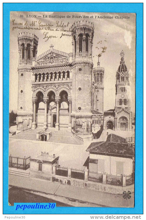 ** LYON (Rhône) LA BASILIQUE DE FOURVIÈRE ET L´ANCIENNE CHAPELLE ** 1913 ** - Kirchen U. Kathedralen