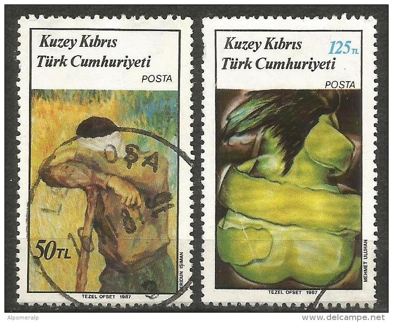 Turkish Cyprus 1987 - Mi. 203-04 O, Paintings By Feridun Isiman & Mehmet Uluhan | Contemporary Art | Fine Arts - Oblitérés