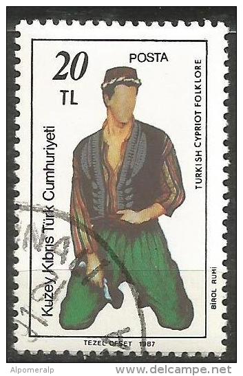 Turkish Cyprus 1987 - Mi. 207 O, Man Sitting | Folk Clothing - Oblitérés