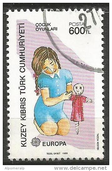 Turkish Cyprus 1989 - Mi. 249A O, Girl Playing With Doll | C.E.P.T. / Europe | Children | Children's Play - Usati