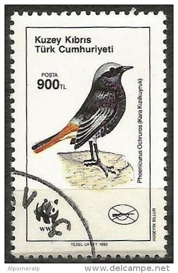 Turkish Cyprus 1990 - Mi. 277 O, Black Redstart (Phoenicurus Ochruros) | Animals (Fauna) | Birds | WWF | Wildlife - Oblitérés